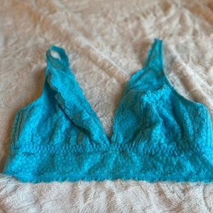 NWT wacoal 38 blue lace bralette teal bra clasp